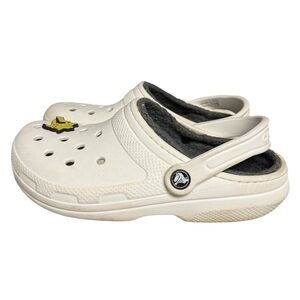 CROCS Unisex Classic Faux Fur Fuzz Lined White Clogs Size W7 M5